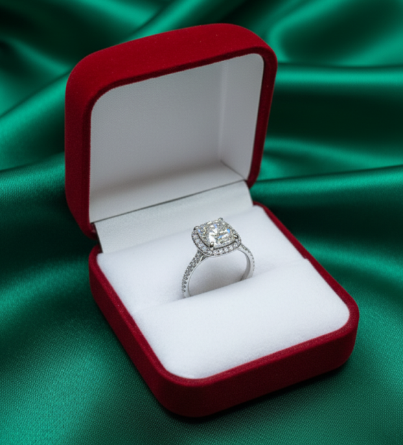 Lab Grown Diamond Cushion Cut Square Ring