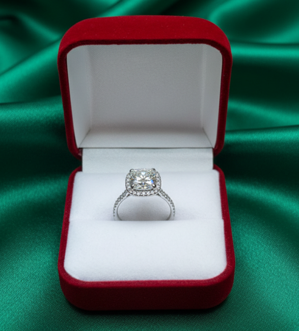 Lab Grown Diamond Cushion Cut Square Ring