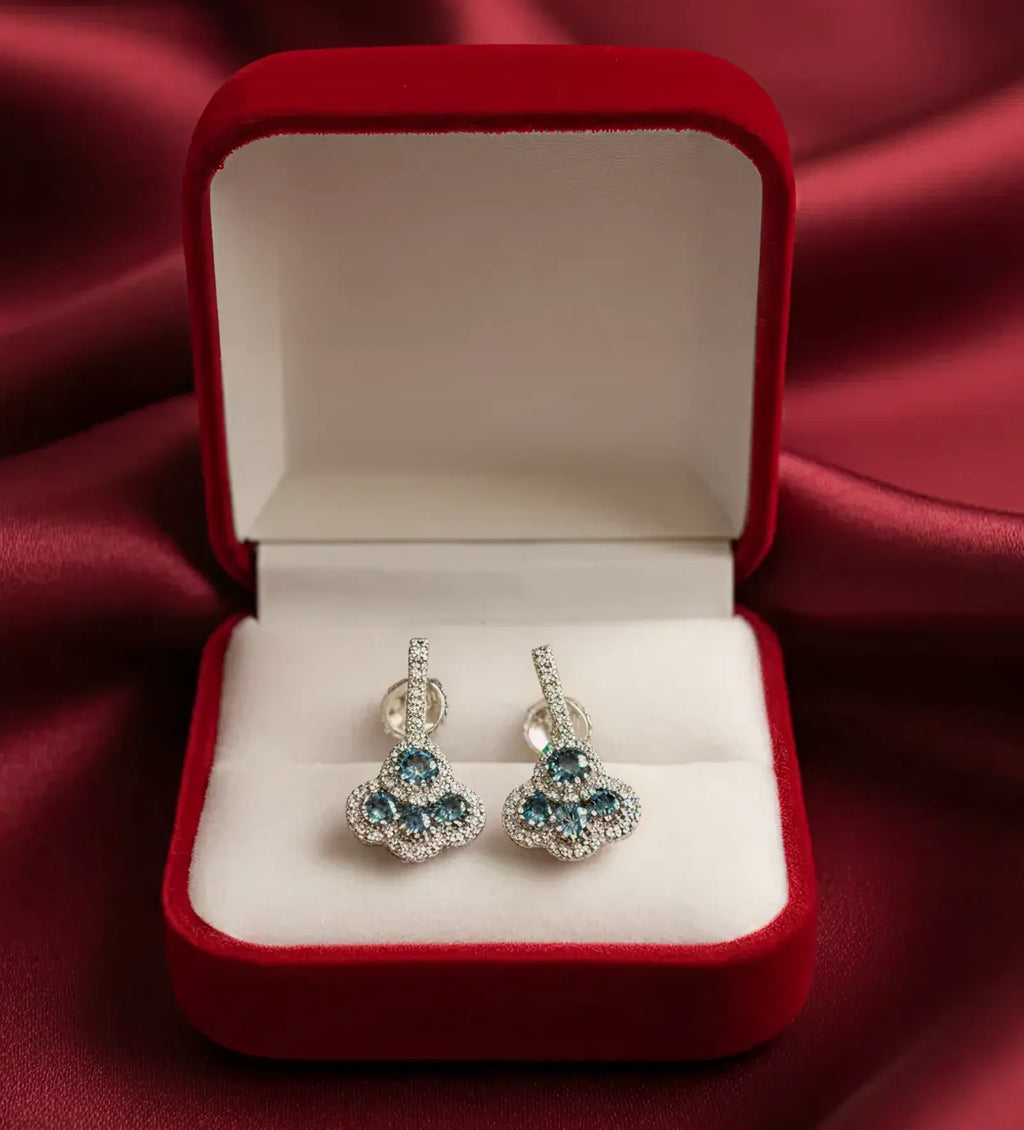 LGD Blue Diamond Clover Stud Earrings