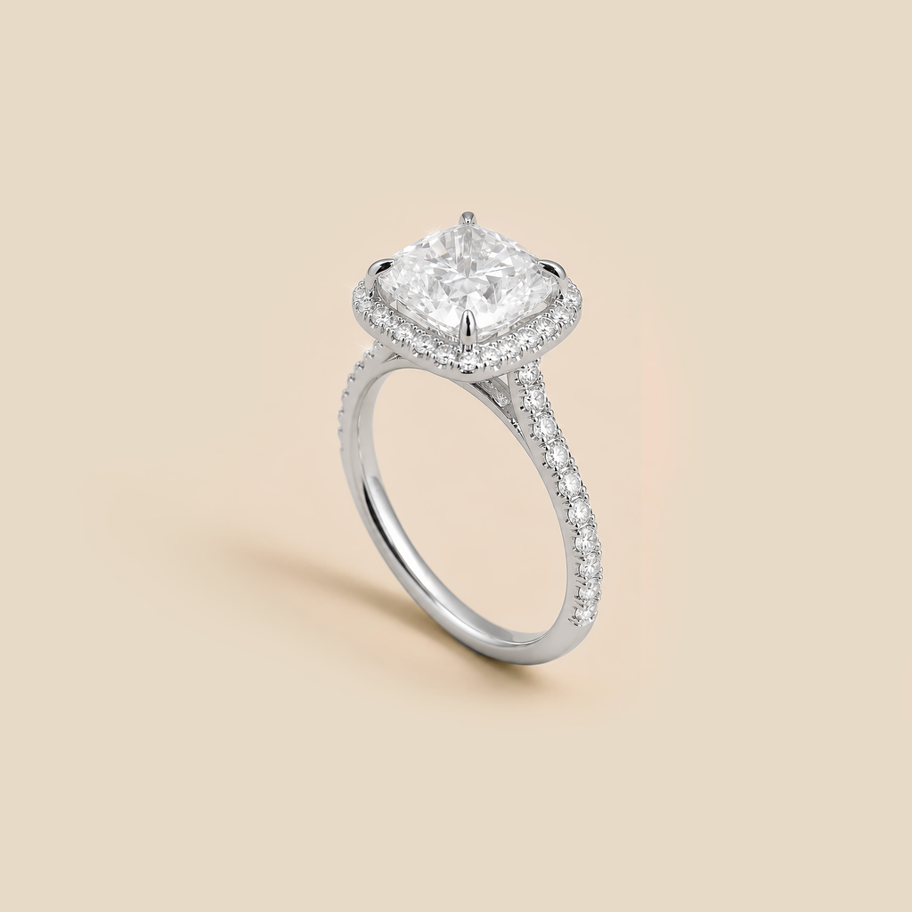 Lab Grown Diamond Cushion Cut Square Ring