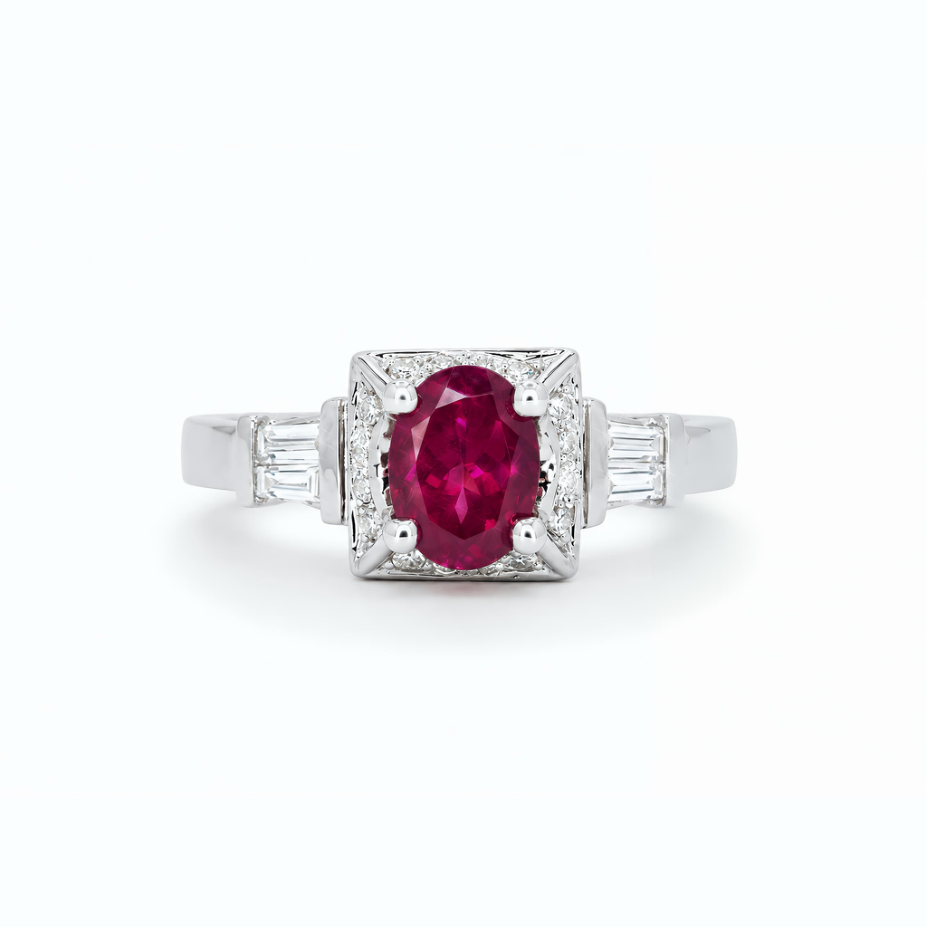 Natural Pink Tourmaline & Diamond Halo Ring