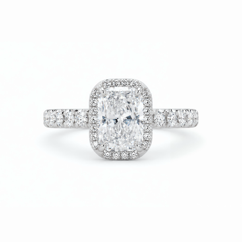 IGI Certified LGD Cushion Cut Halo Ring
