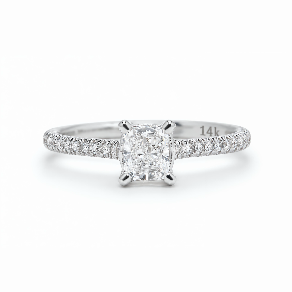 LGD Cushion Cut Diamond Solitaire Engagement Ring