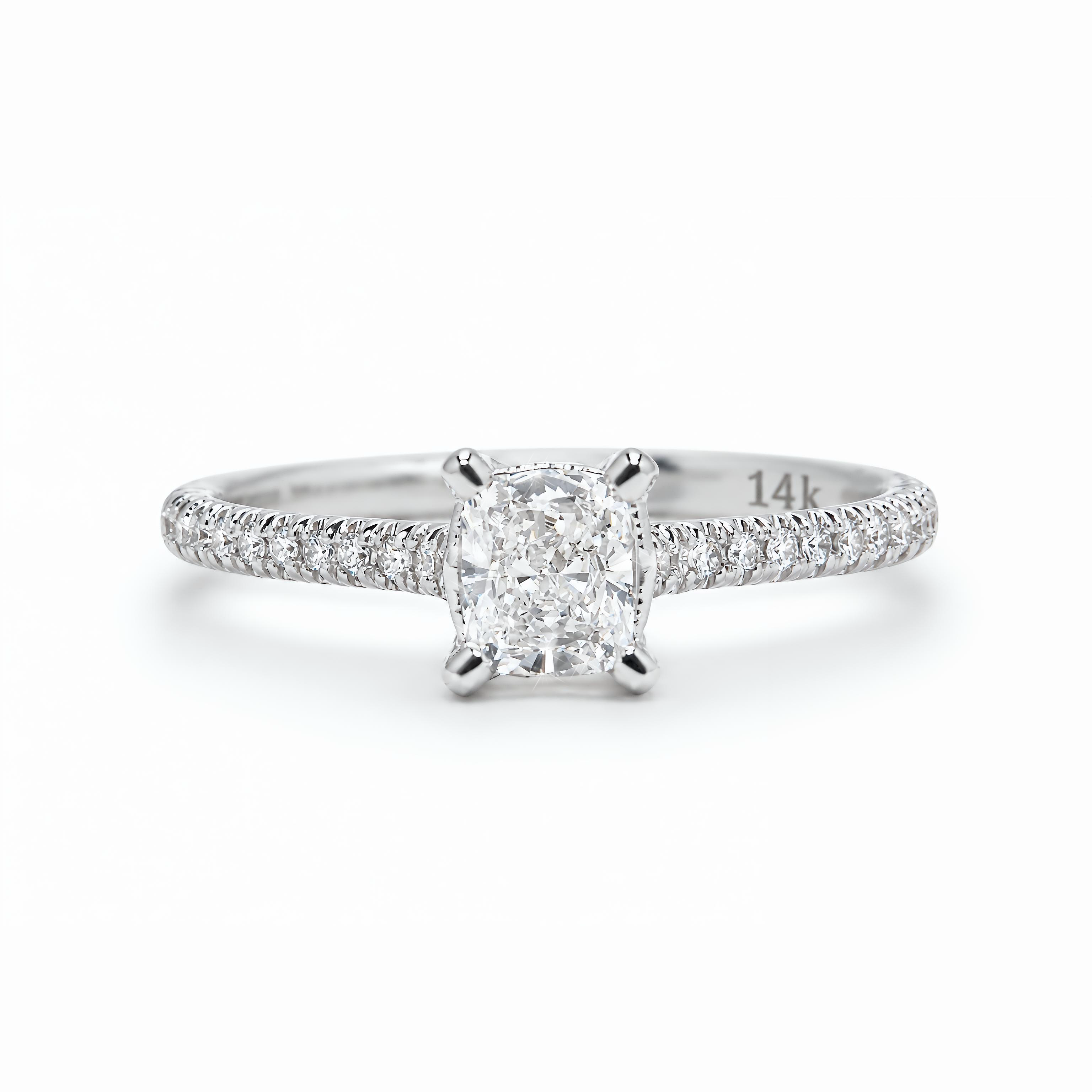 LGD Cushion Cut Diamond Solitaire Engagement Ring