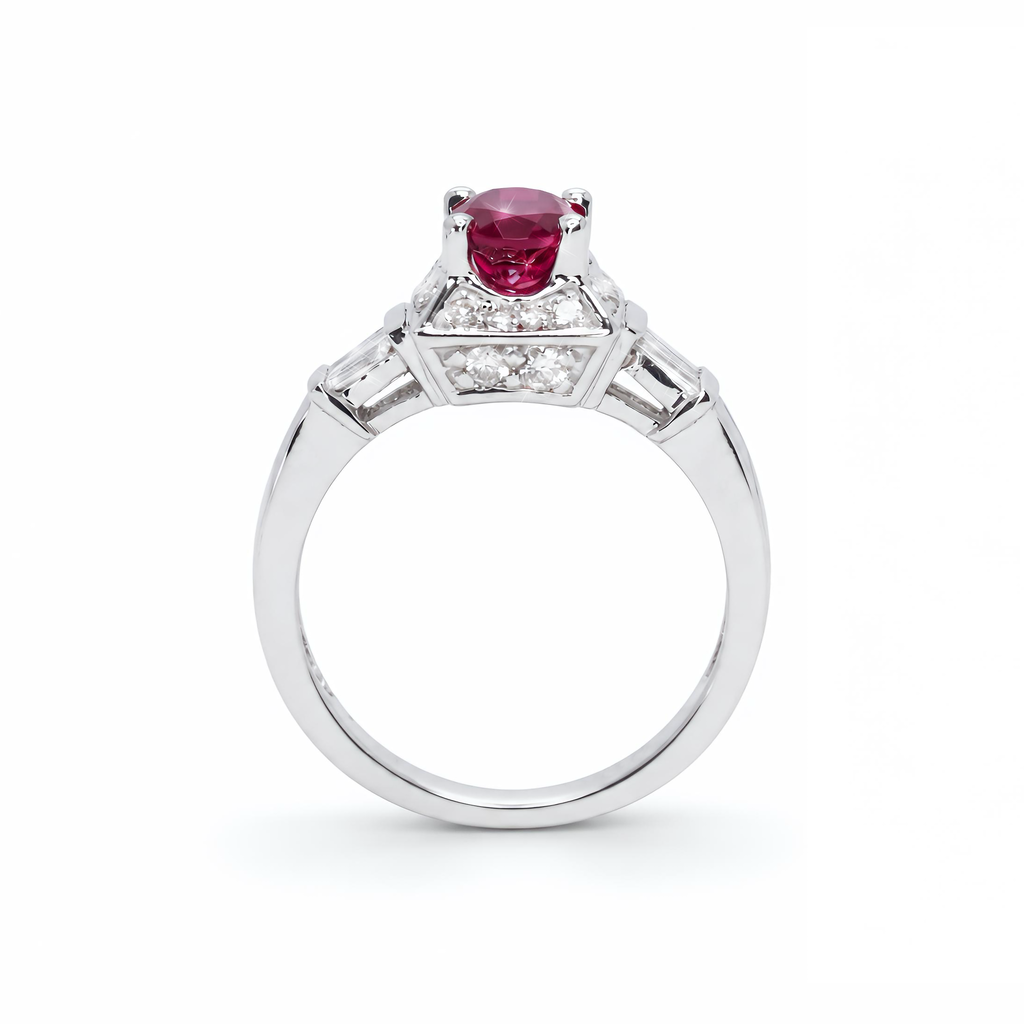 Natural Pink Tourmaline & Diamond Halo Ring