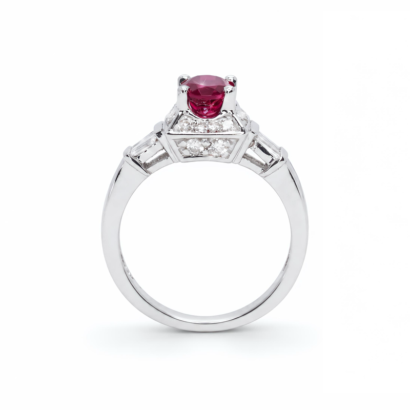 Natural Pink Tourmaline & Diamond Halo Ring