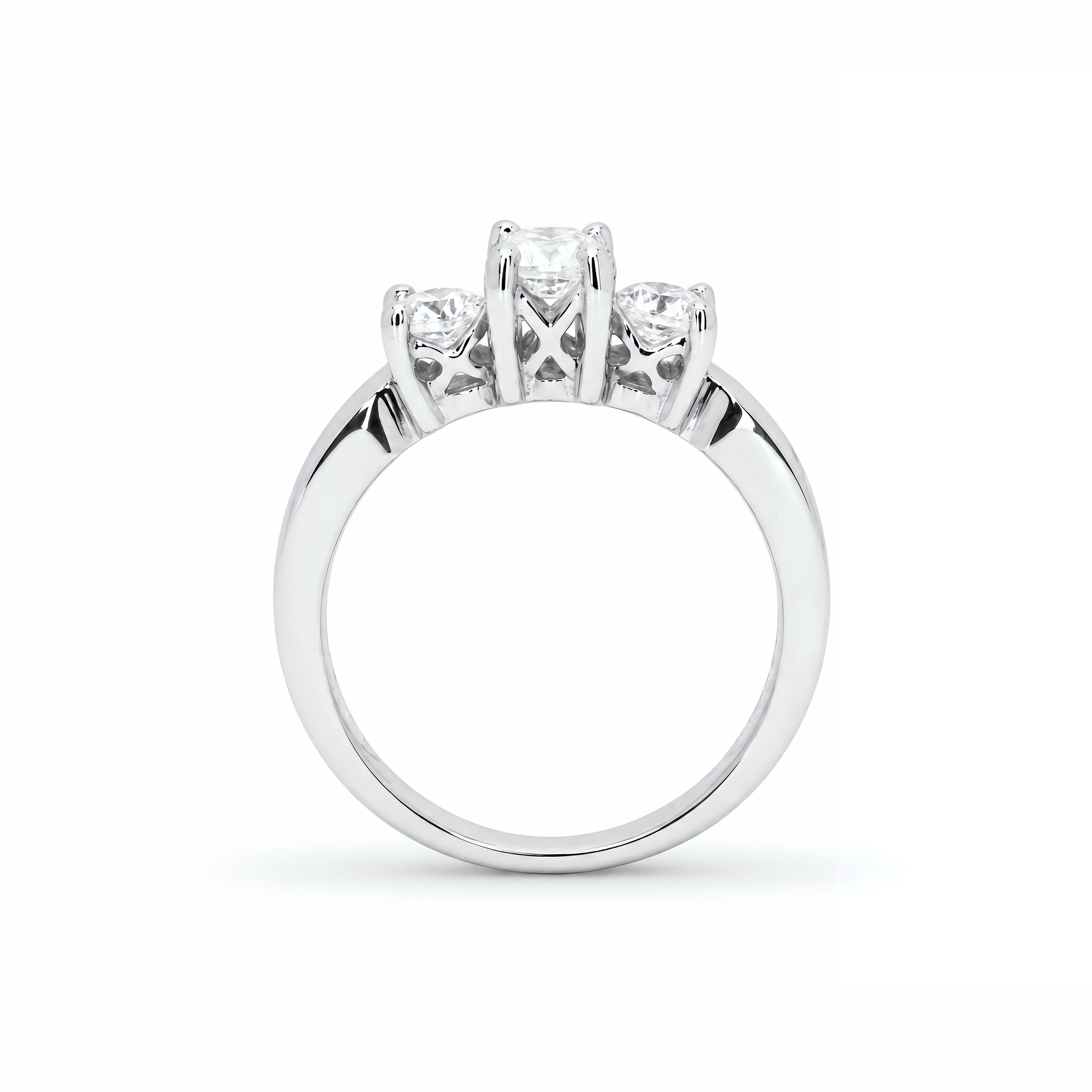 Natural Three Stone Round Diamond Ring