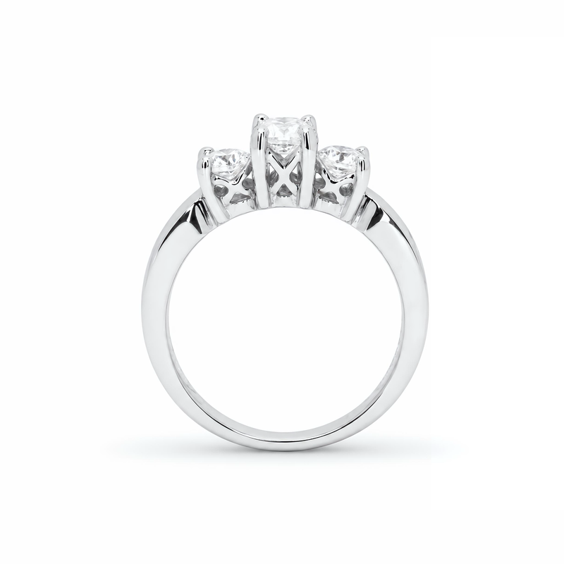 Natural Three Stone Round Diamond Ring