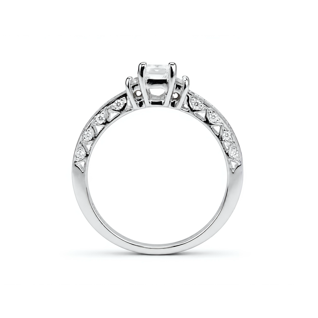 Natural Emerald Cut Baguette Diamond Ring