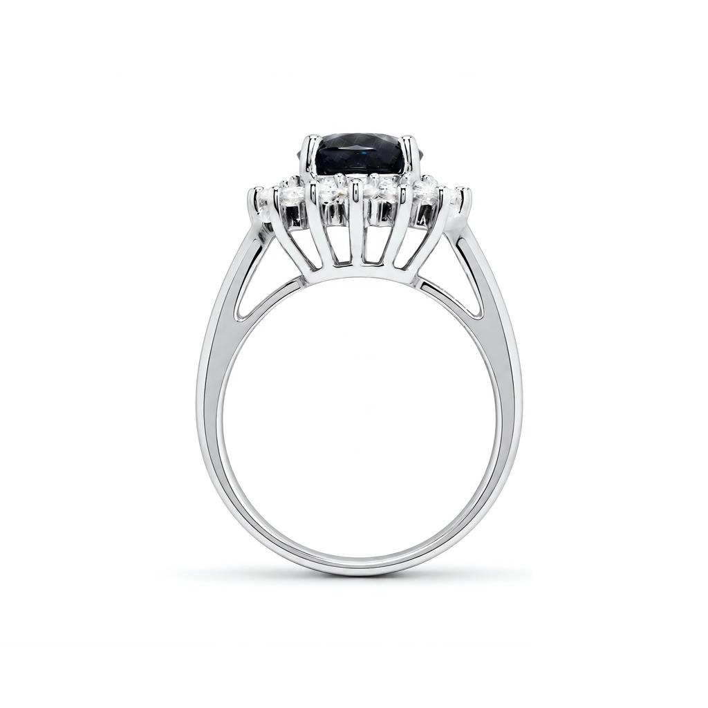 Natural Oval Blue Sapphire Diamond Ring
