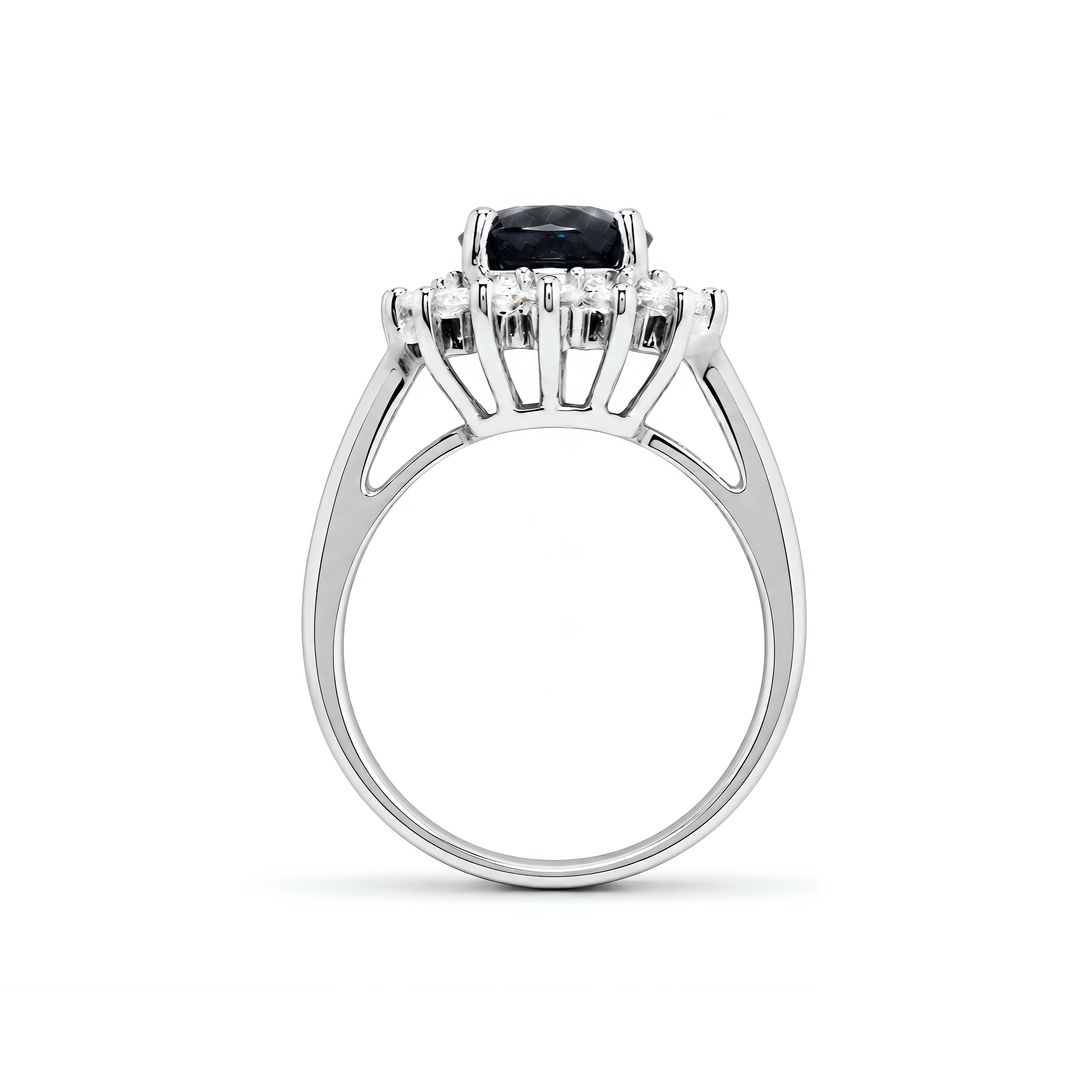 Natural Oval Blue Sapphire Diamond Ring