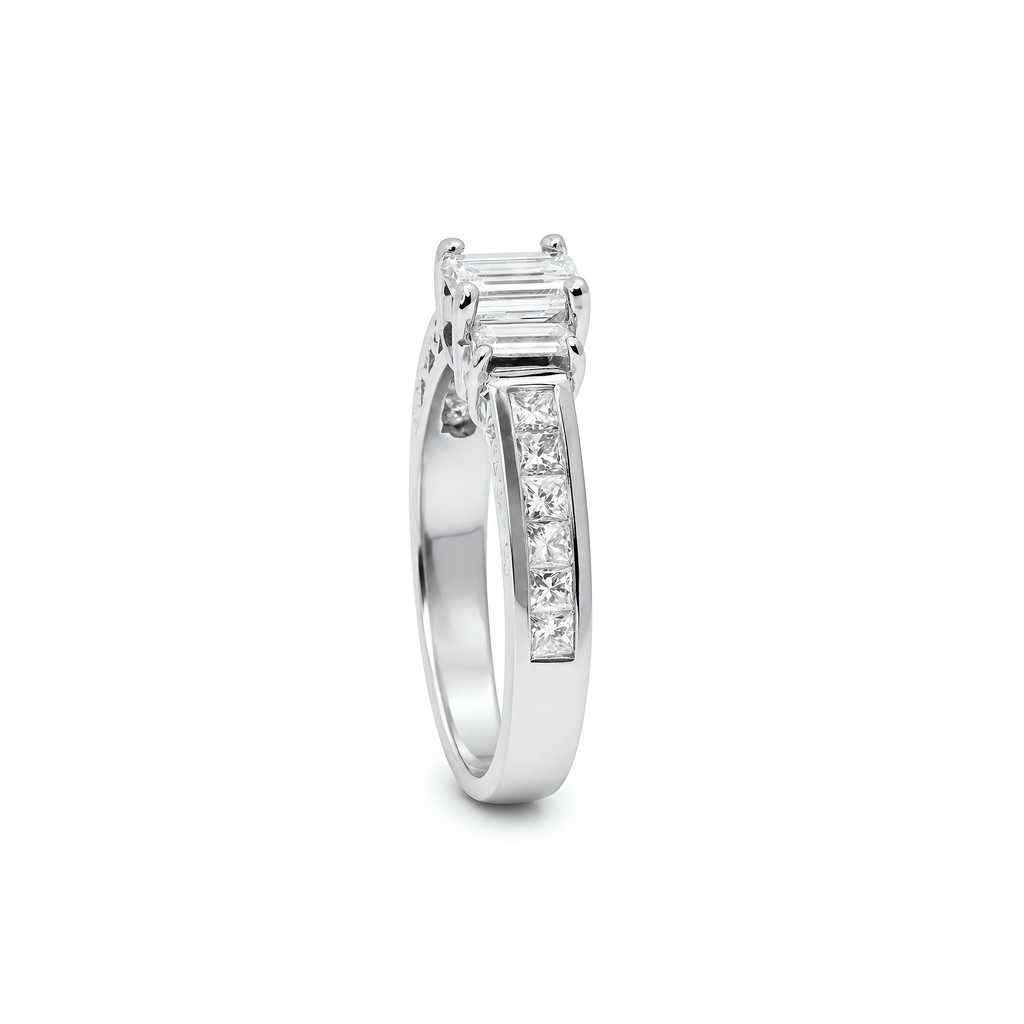 Natural Emerald Cut Baguette Diamond Ring