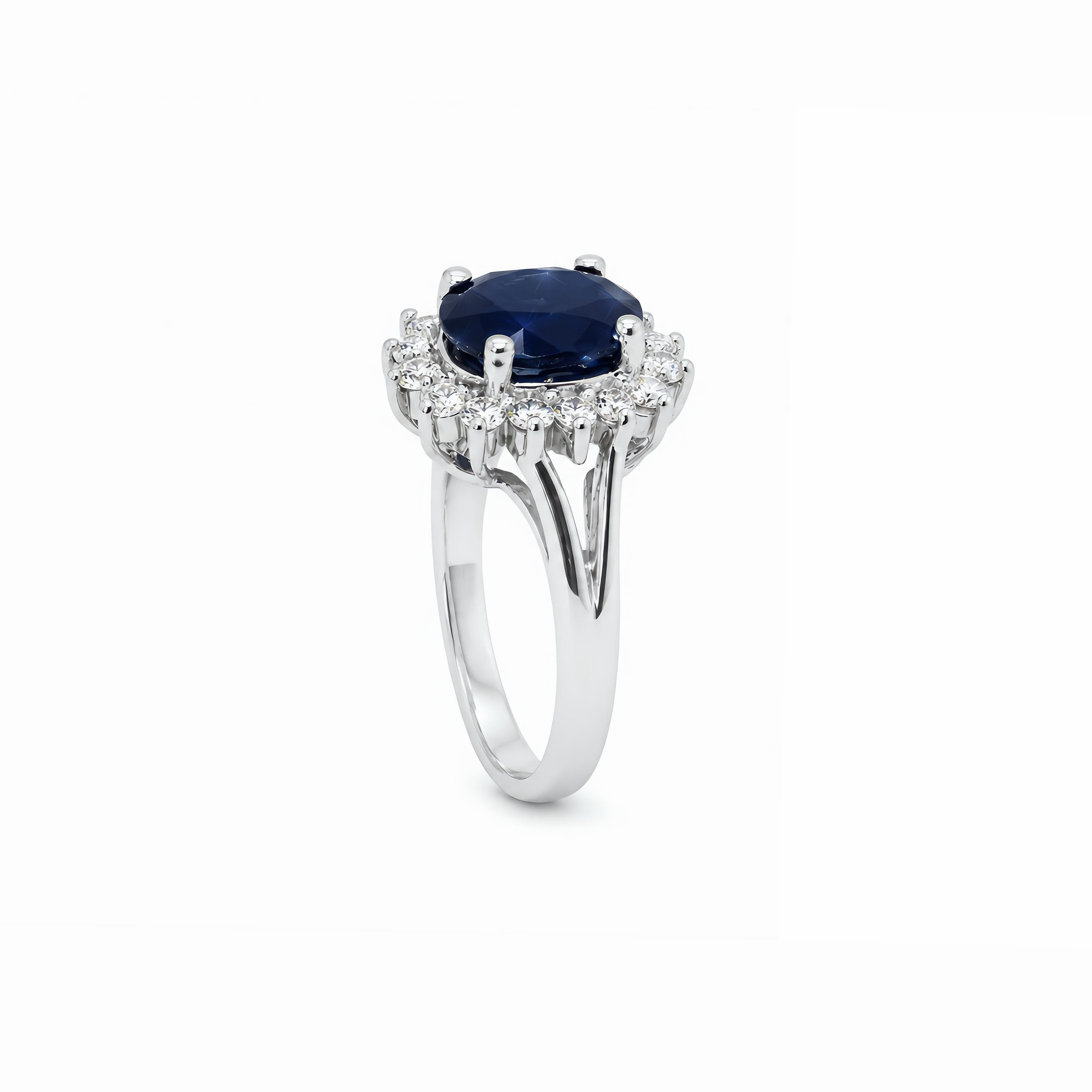 Natural Oval Blue Sapphire Diamond Ring