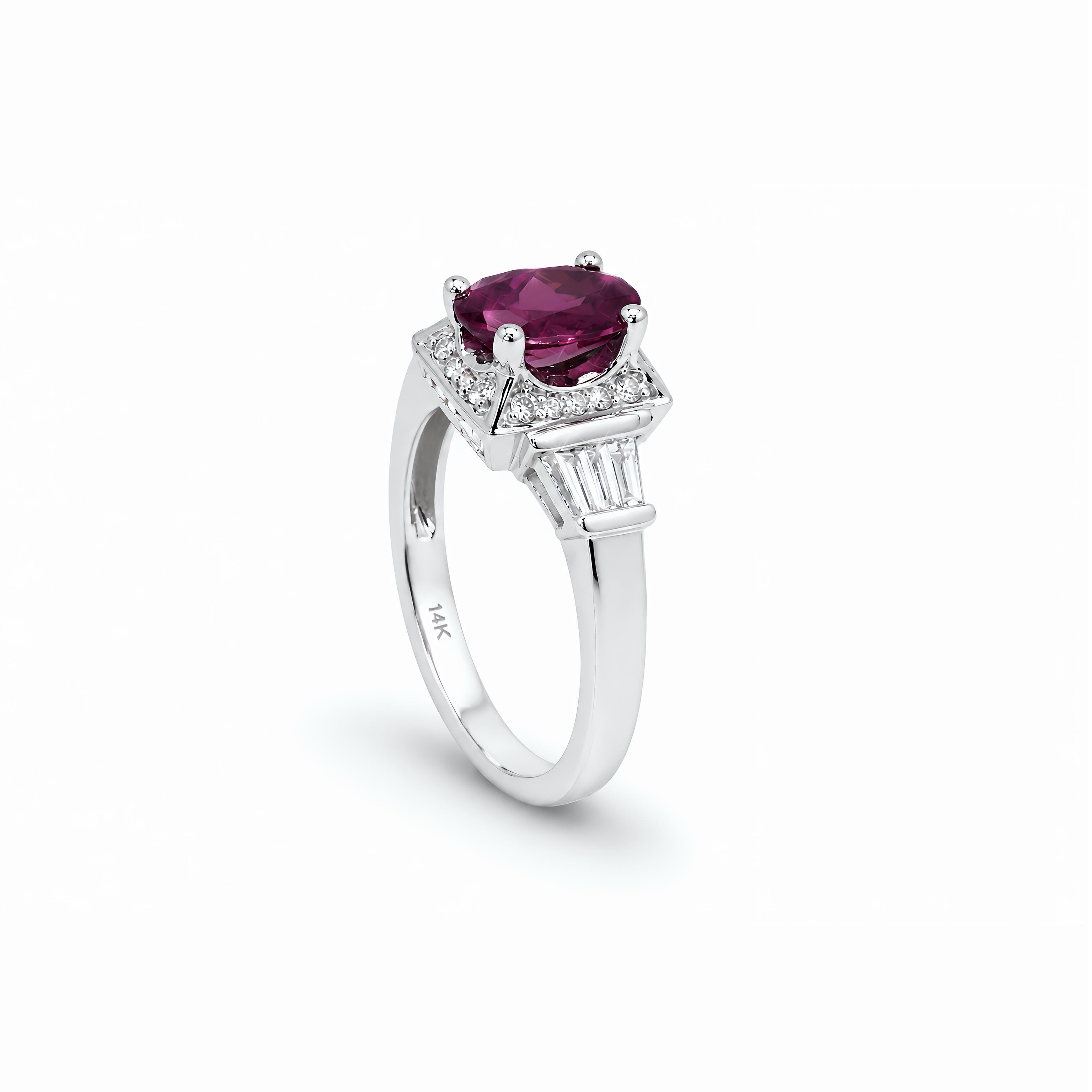 Natural Pink Tourmaline & Diamond Halo Ring