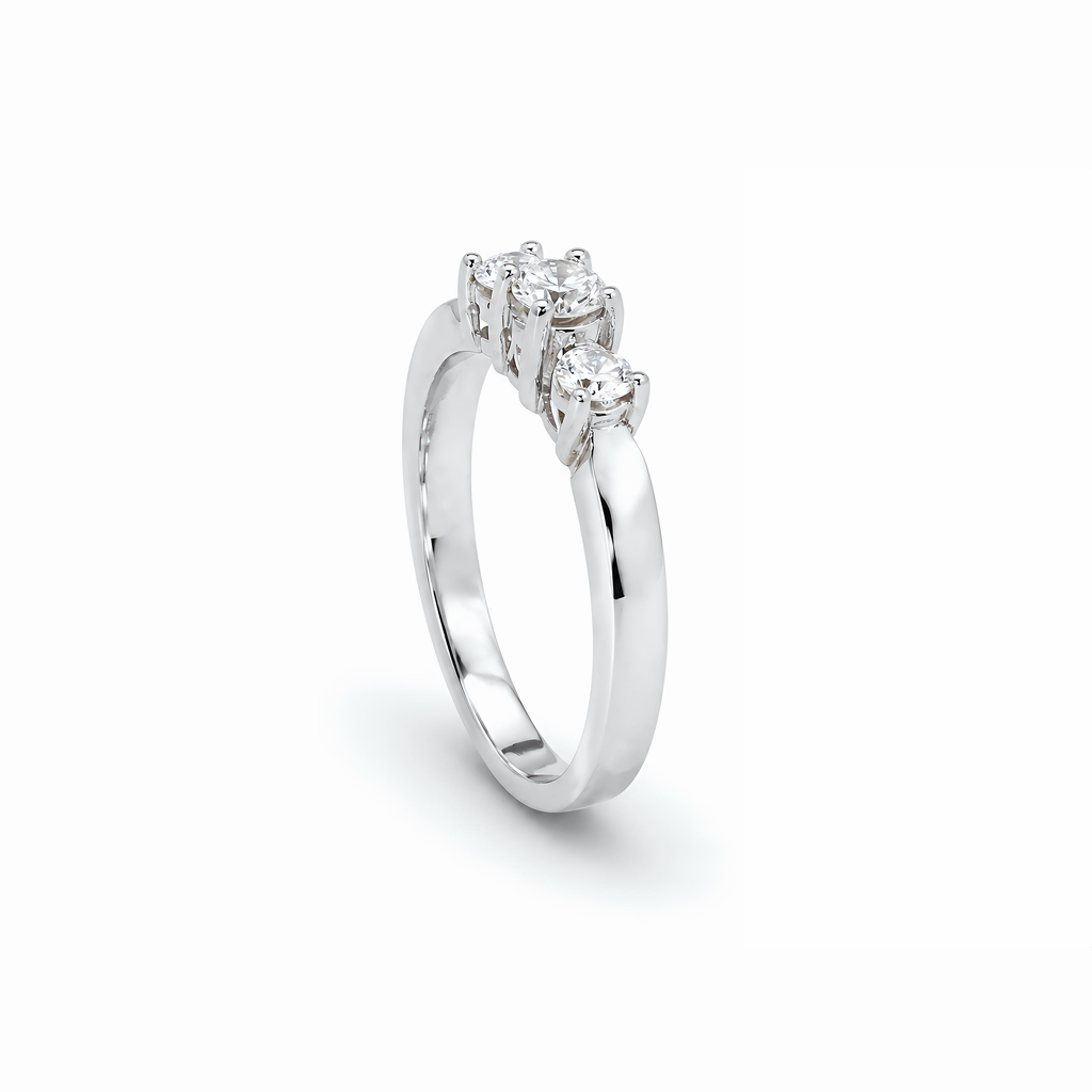 Natural Three Stone Round Diamond Ring