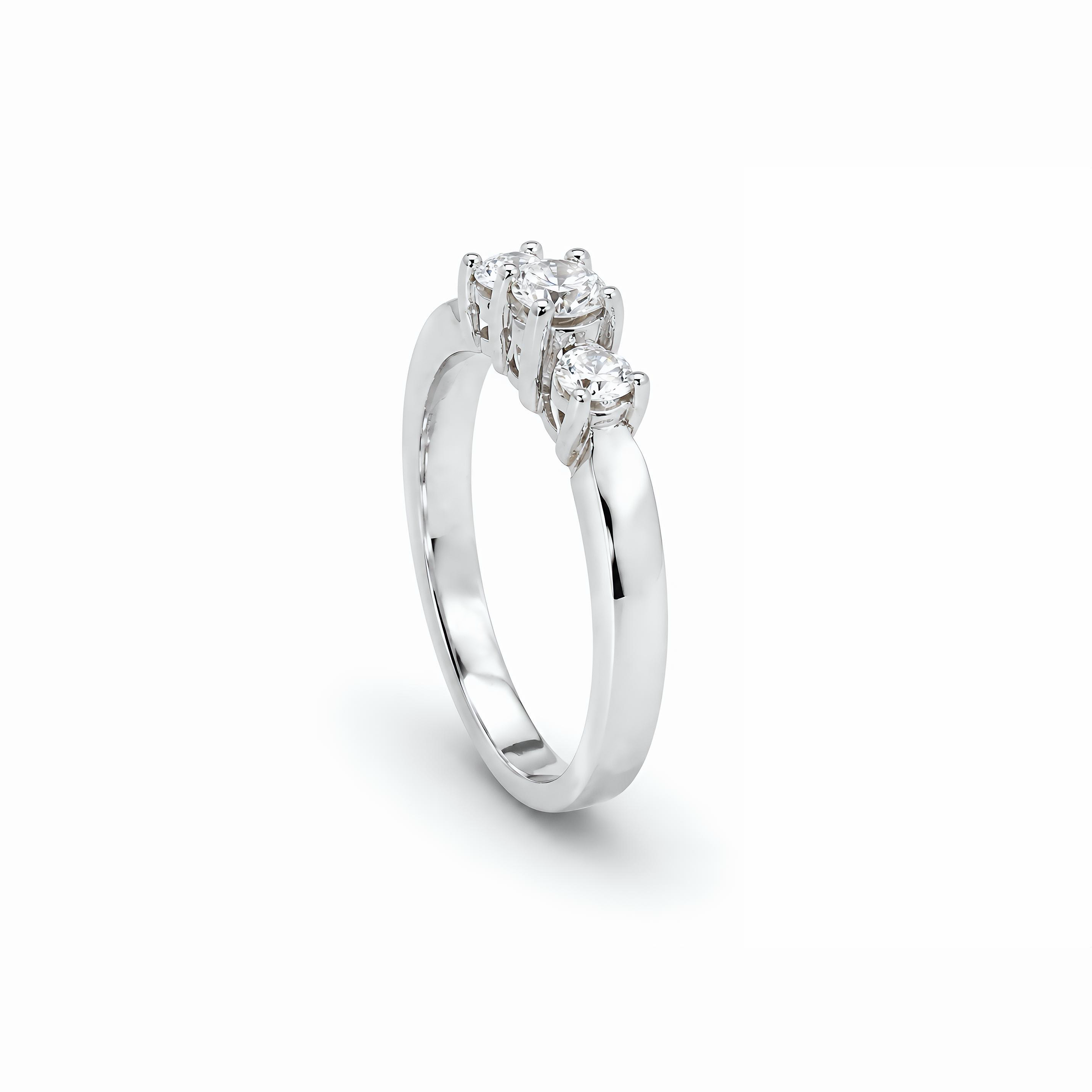 Natural Three Stone Round Diamond Ring
