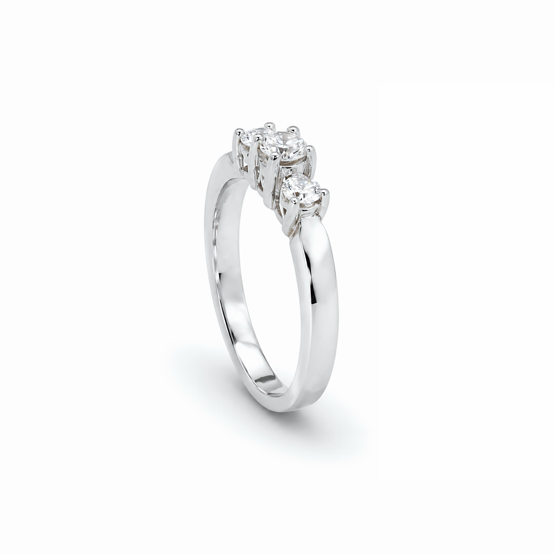 Natural Three Stone Round Diamond Ring