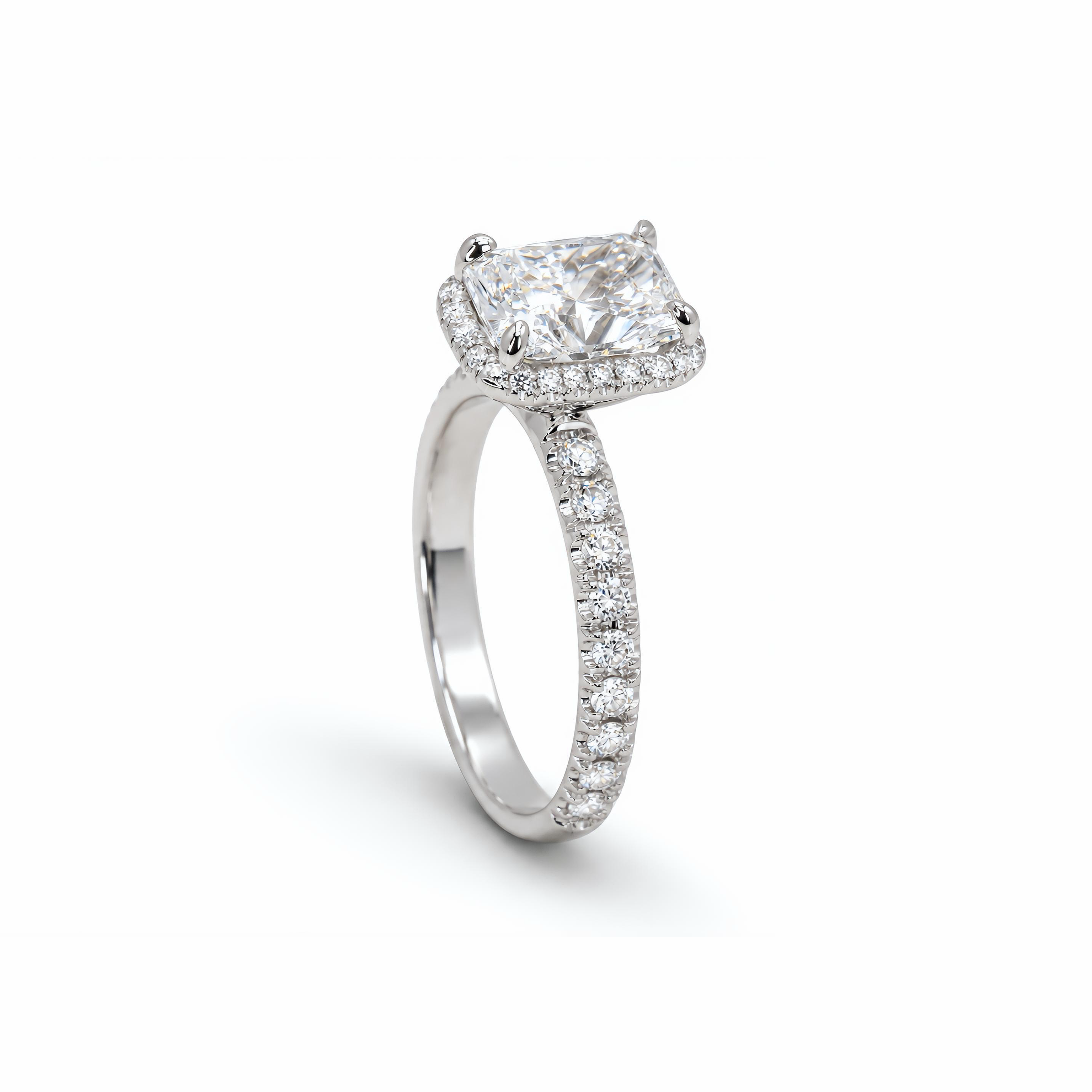 IGI Certified LGD Cushion Cut Halo Ring