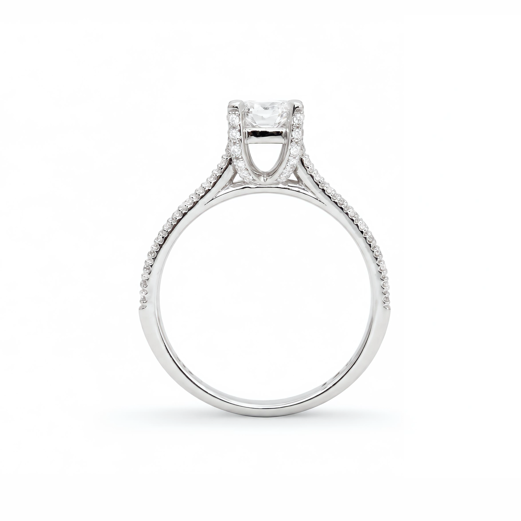 LGD Cushion Cut Diamond Solitaire Engagement Ring
