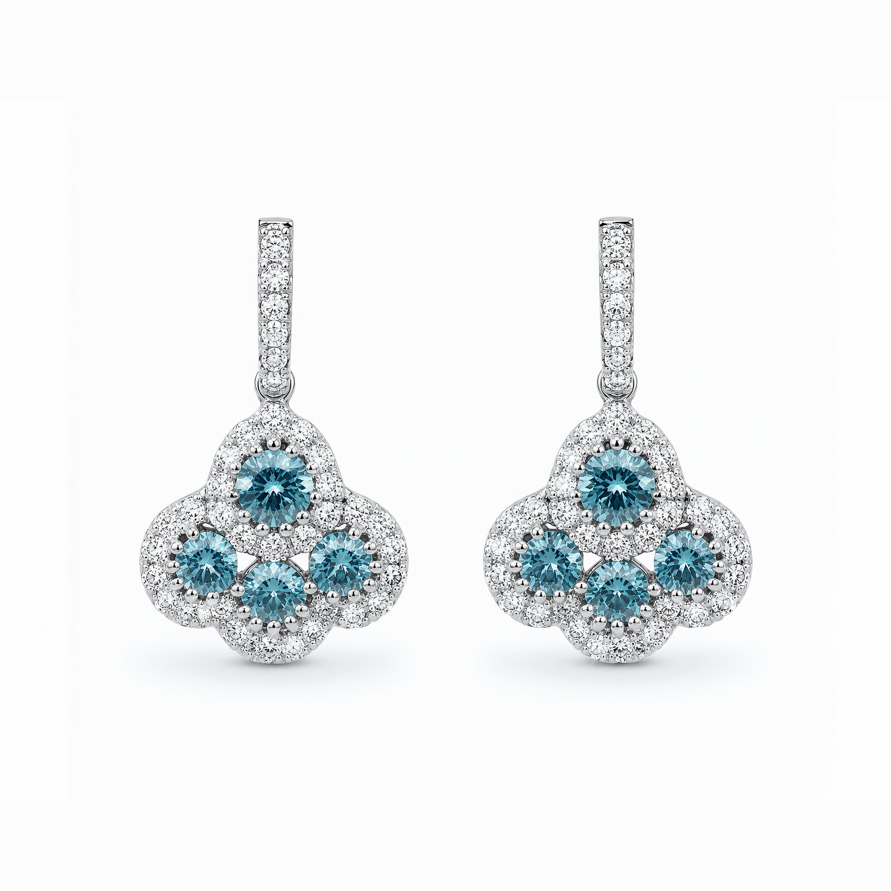 LGD Blue Diamond Clover Stud Earrings