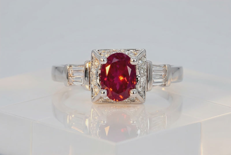 Natural Pink Tourmaline & Diamond Halo Ring