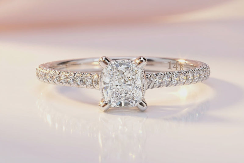LGD Cushion Cut Diamond Solitaire Engagement Ring