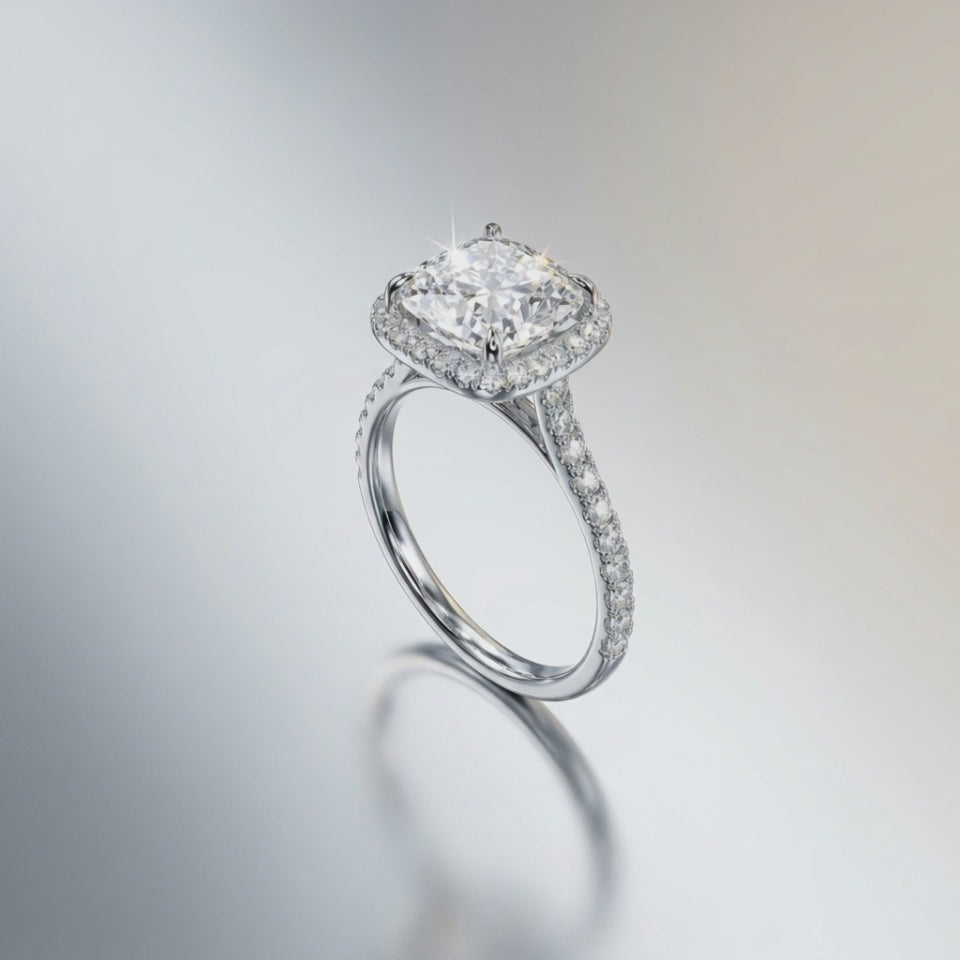 Lab Grown Diamond Cushion Cut Square Ring